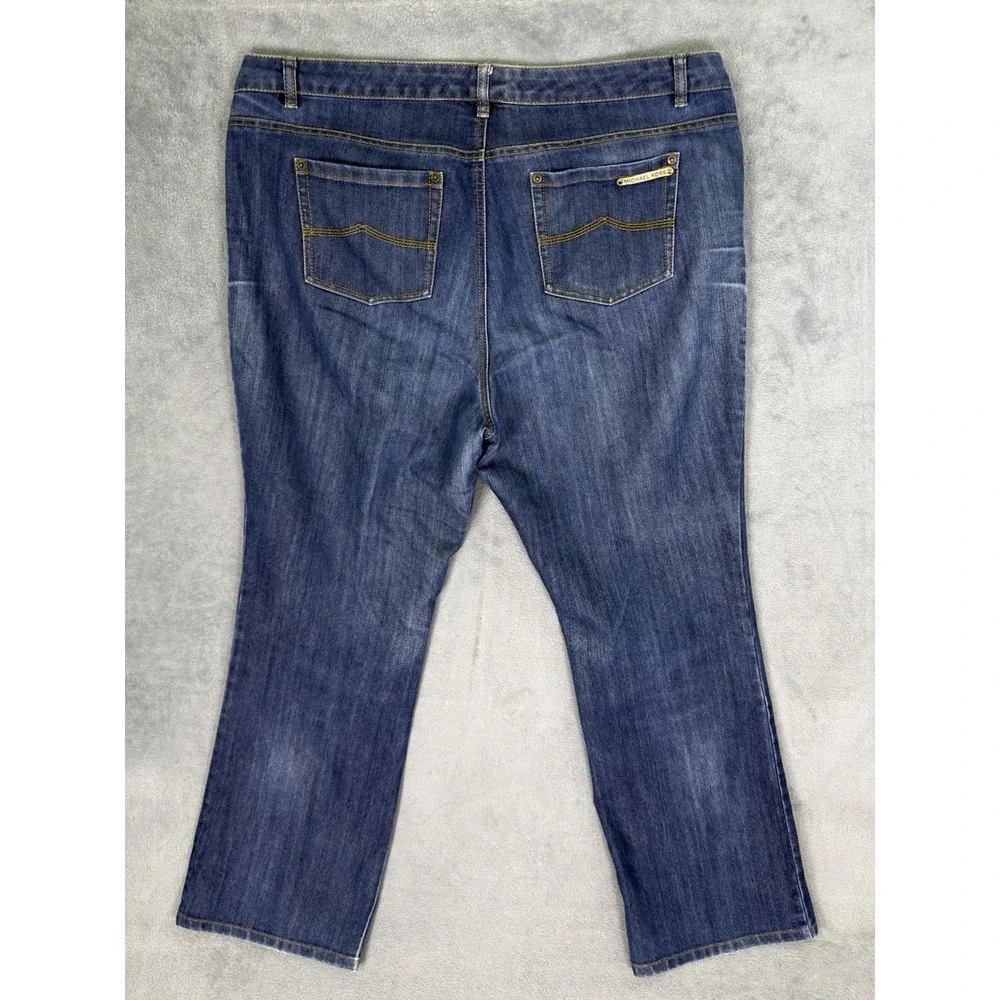 Michael Kors Jeans Womens 18W Plus Blue Dark Wash High Rise Baggy Wide‎ Leg